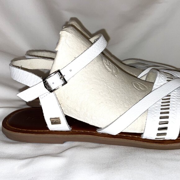 TOMS White Leather Flat Thong Sandals Women's Size 9.5 - Picture 6 of 11